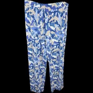 Susan Graver Lifestyle Regular Printed Spa Knit Wide Leg Pants Slate Blue Medium